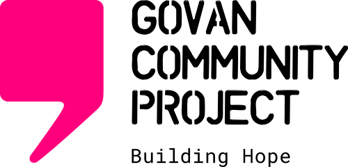 The logo for Govan Community Project. A tagline below says "Building Hope"